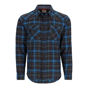 Simms Santee Flannel Men's in Black and Bright Blue Window Pane Ombre